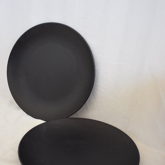 Ariane Dazzle Black Solid Ceramic Round Rimless Dinner Plate 27cm- Set of 2