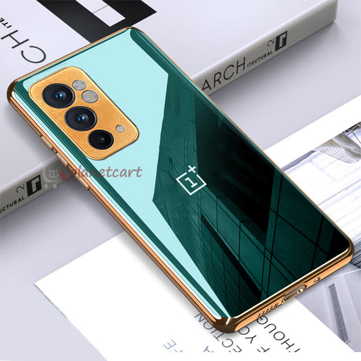 Luxury Glossy Gold Edge Glass Back Case For Oneplus
