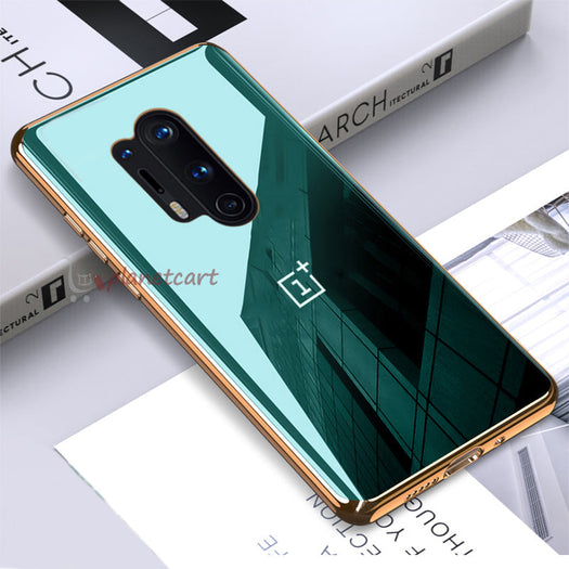 Luxury Glossy Gold Edge Glass Back Case For Oneplus