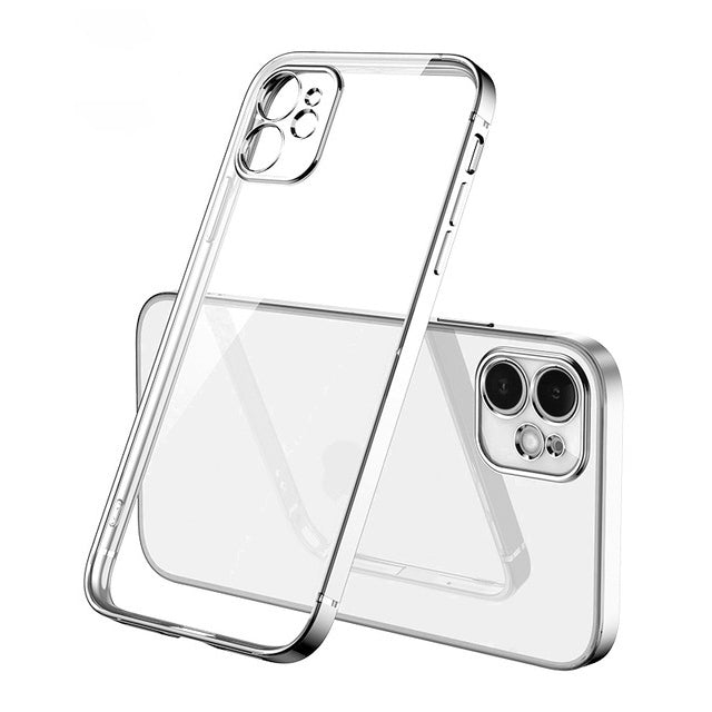 The Luxury Square Silicon Silver Clear Case With Camera Protection For iPhone 13 Pro - planetcartonline