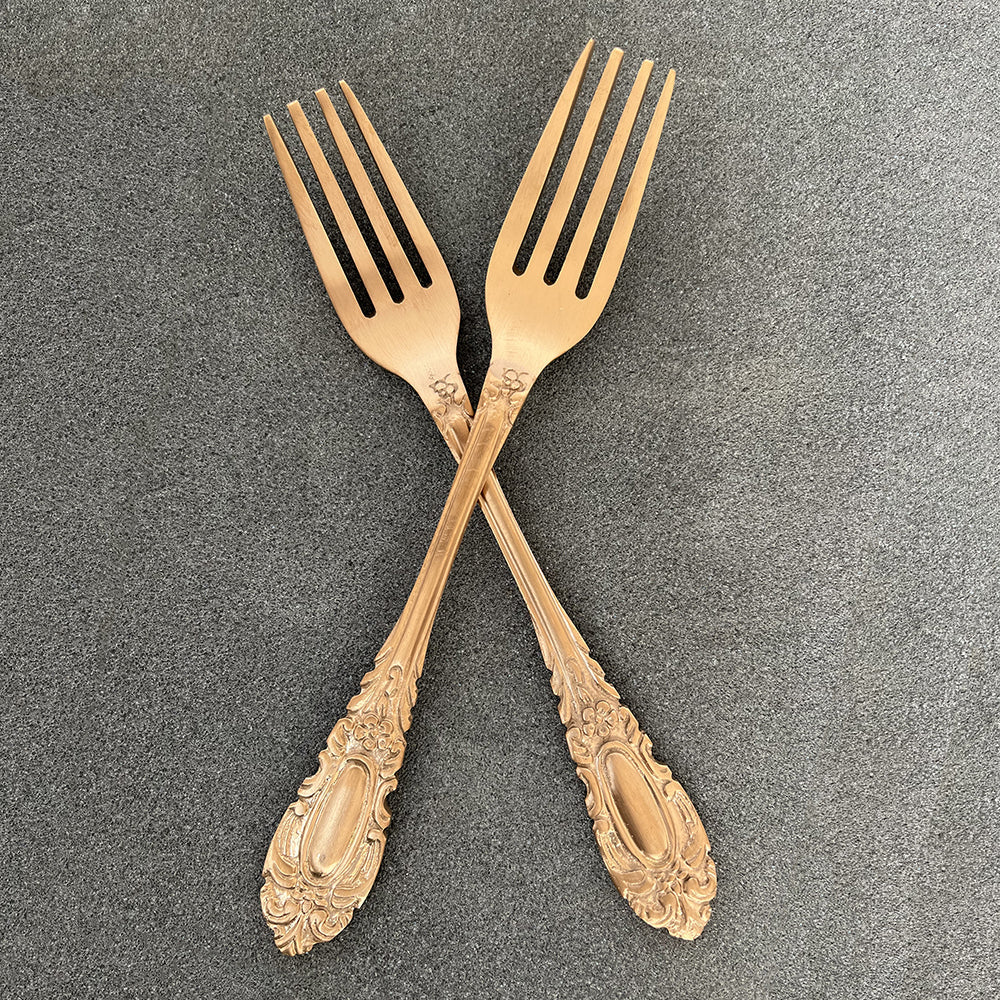 Royal Feel Carved Finished Brass Metal Cutlery Set of 4 Piece
