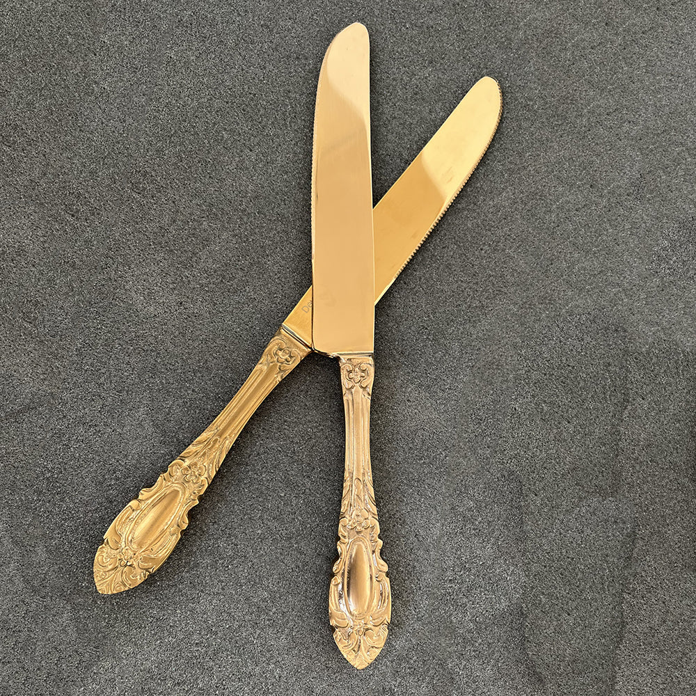 Royal Feel Carved Finished Brass Cutlery Set of 24 Piece