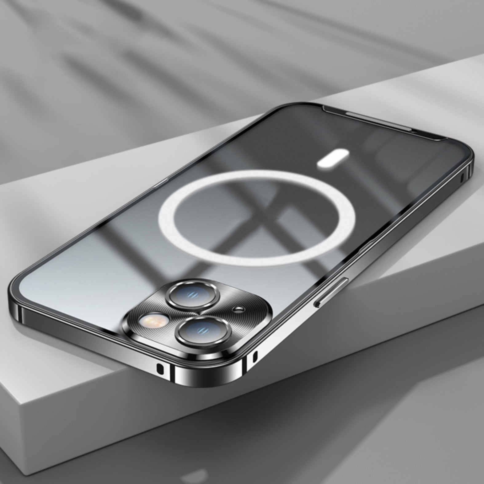 Premium Clear MagSafe Armor Metal Lens Bumper Back Case for iPhone 14 Pro Max