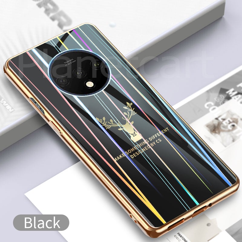 Gradient Deer Glass Back Case For Oneplus 7T - planetcartonline