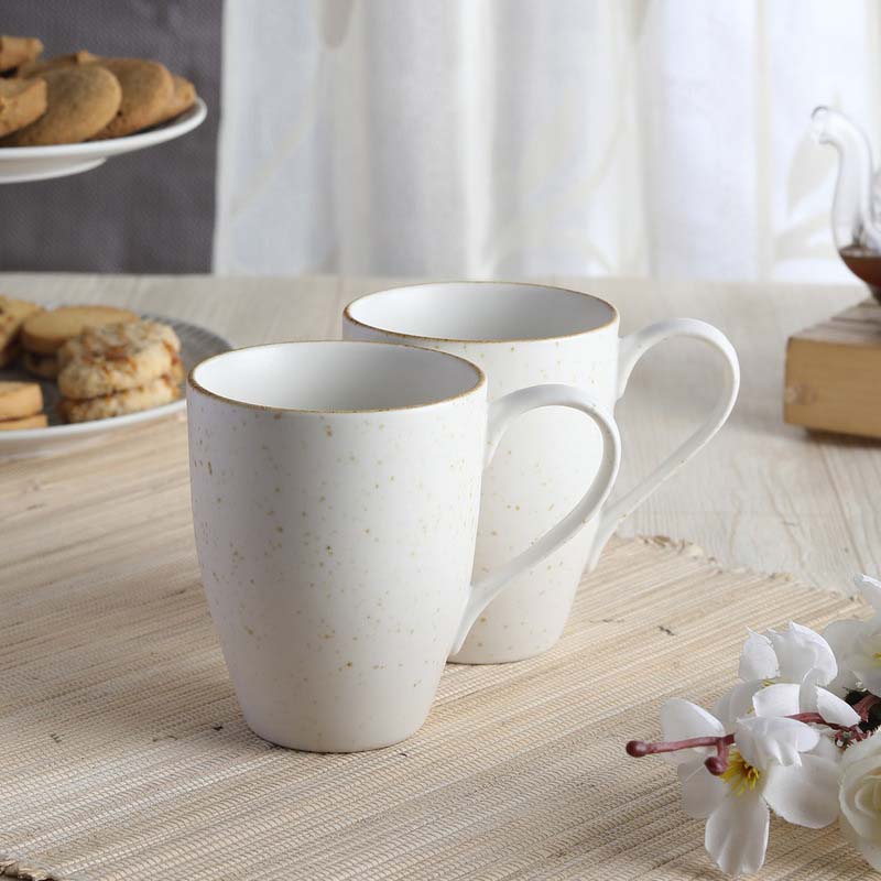 White Vellum Ceramic 300 ML Coffee Mugs