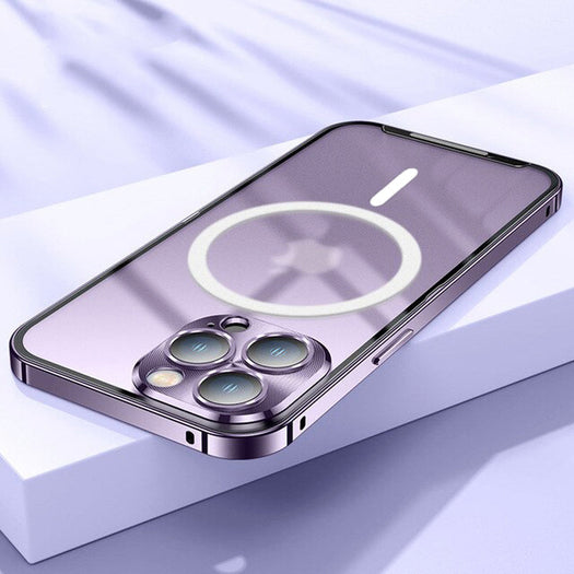 Premium Clear MagSafe Armor Metal Lens Bumper Back Case for iPhone 14