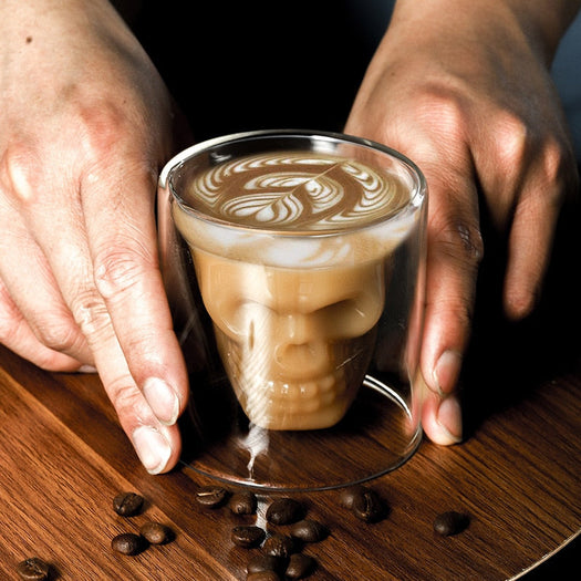 Double-layered Transparent Skull Head Coffee Mug Crystal Glass Cup