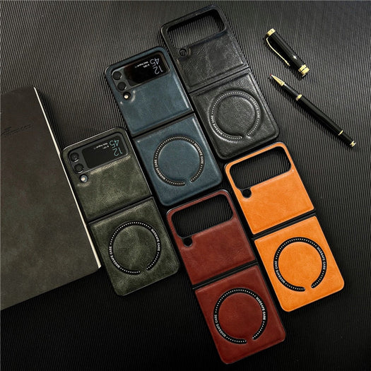 Premium Leather Magsafe Phone Case for Samsung Galaxy Z Flip 3