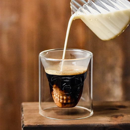 Double-layered Transparent Skull Head Coffee Mug Crystal Glass Cup