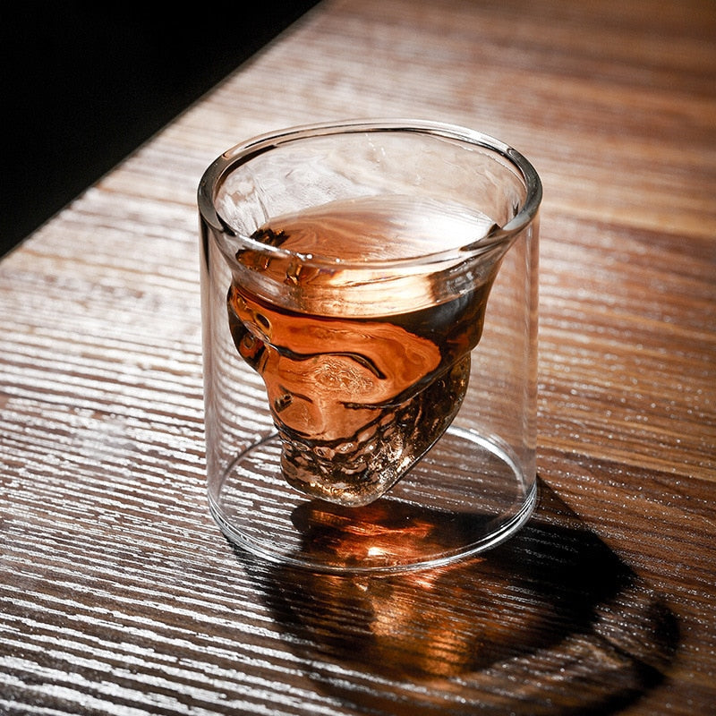 Double-layered Transparent Skull Head Coffee Mug Crystal Glass Cup