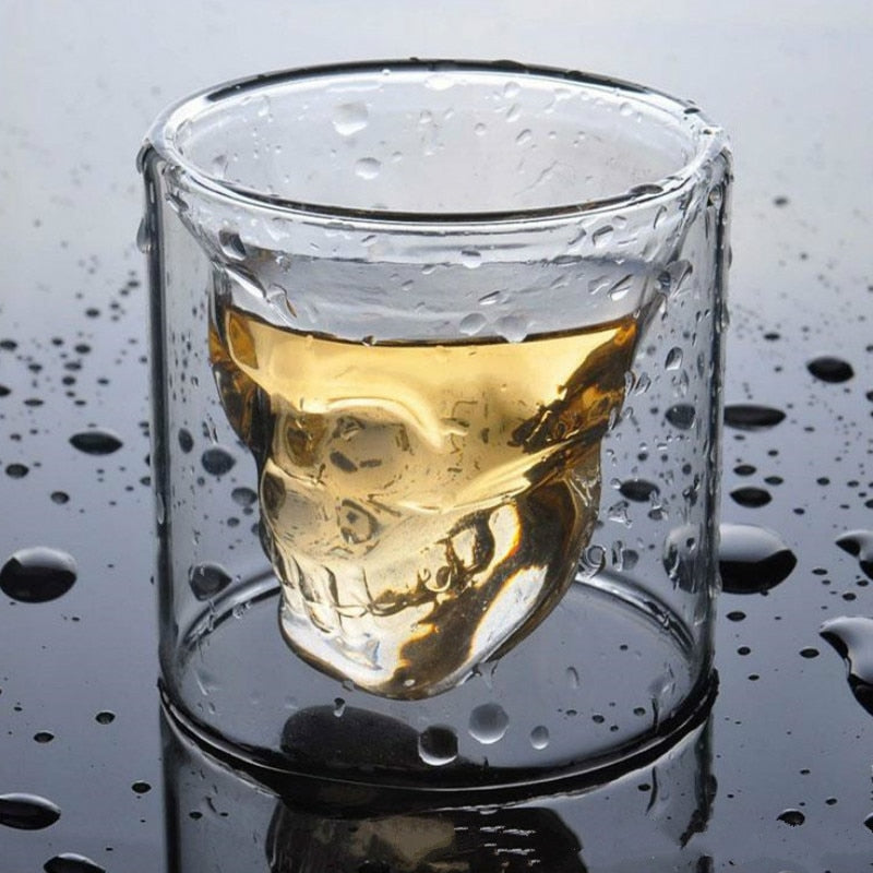 Double-layered Transparent Skull Head Coffee Mug Crystal Glass Cup
