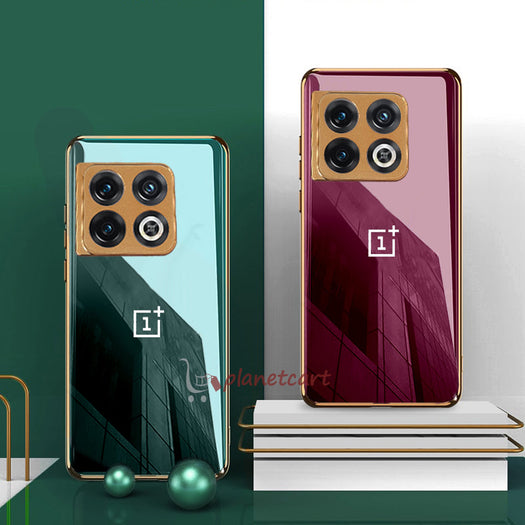 Luxury Glossy Gold Edge Glass Back Case For Oneplus