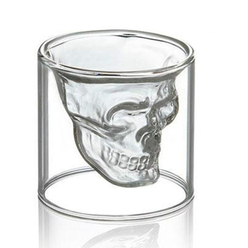 Double-layered Transparent Skull Head Coffee Mug Crystal Glass Cup