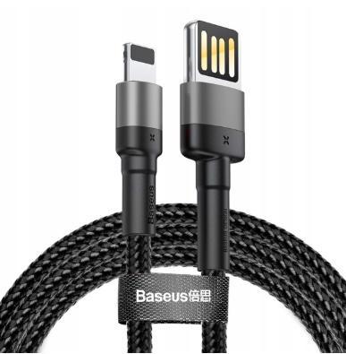 Baseus Cafule 2.4A Quick Charge Lightning Cable for Apple iPhone X, XS, XS Max, XR, iPad 100cm (Black Grey) - Planetcart
