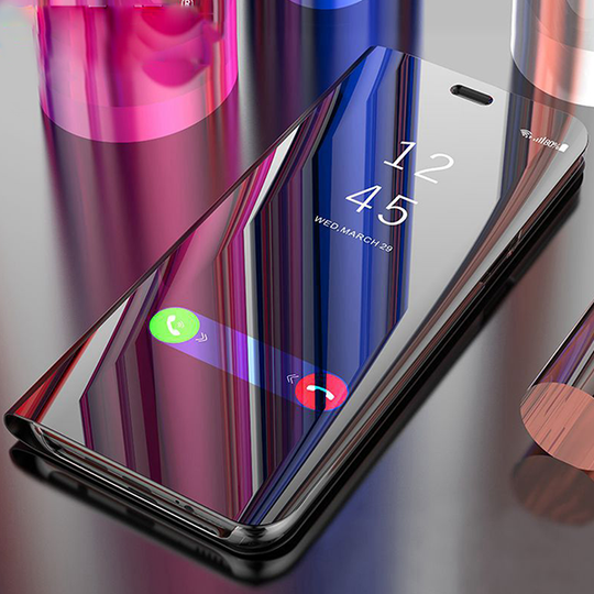 Redmi Note 7 Pro Clear View Mirror Standing Flip Case [Non Sensor Working] - Planetcart