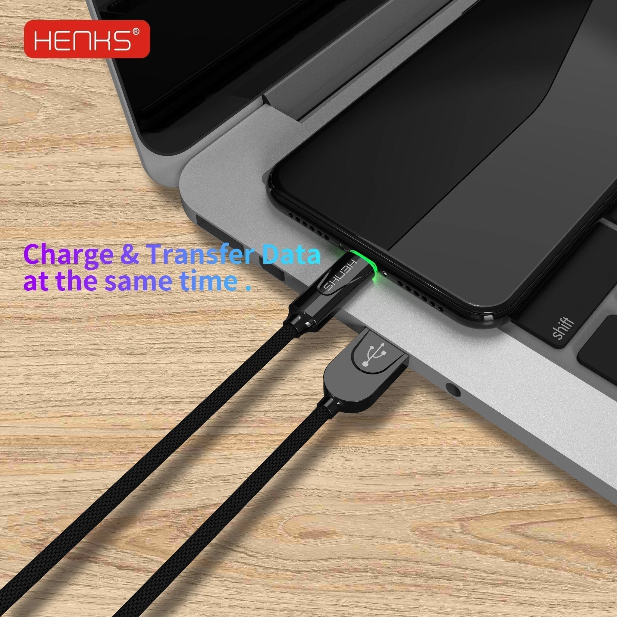 HENKS Auto Disconnect Fast Charging USB Data Sync Metal Connector Cable for Apple iPhone - Planetcart