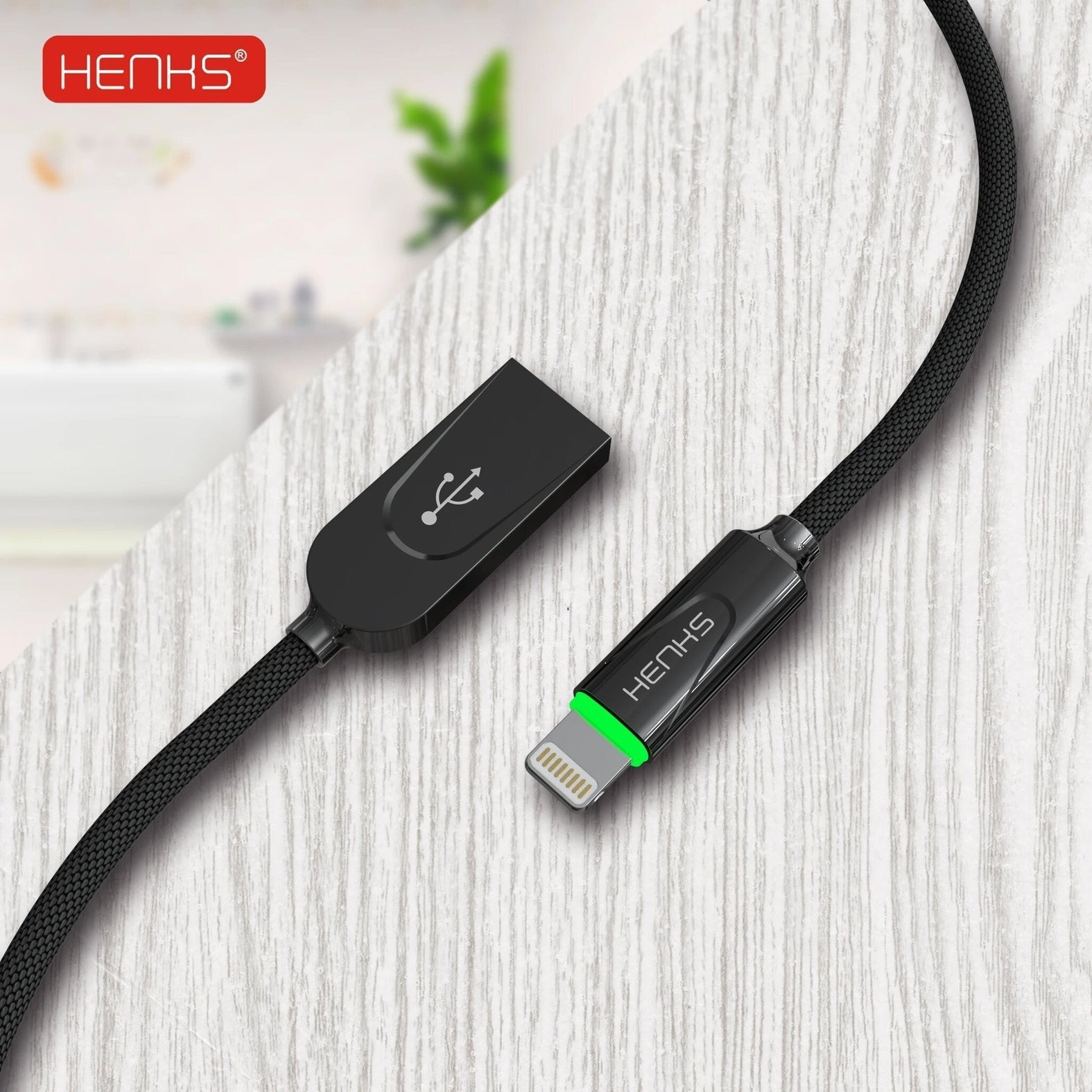 HENKS Auto Disconnect Fast Charging USB Data Sync Metal Connector Cable for Apple iPhone - Planetcart