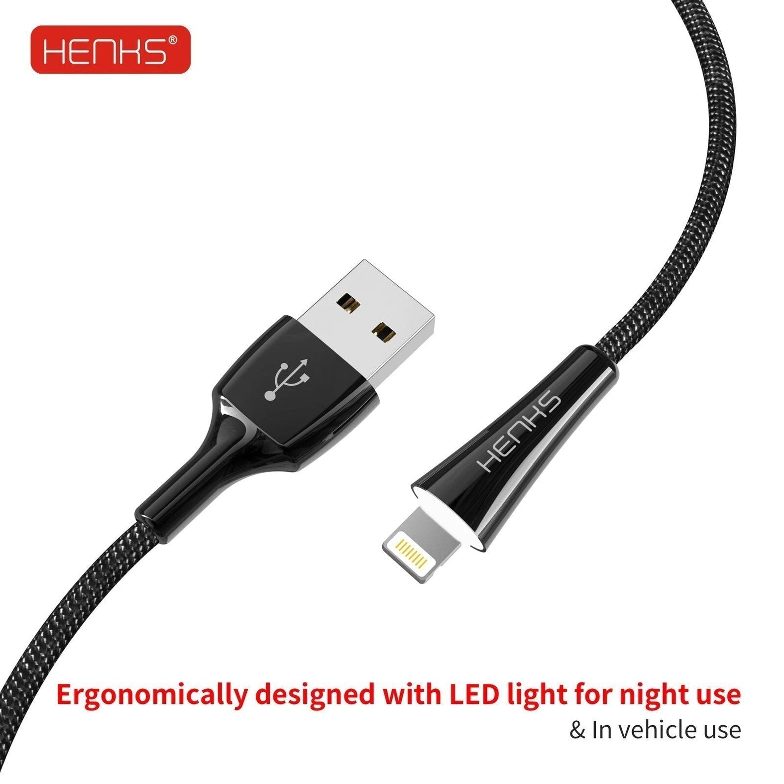 HENKS Lamp Light Fast Charging USB Data Sync Cable for Apple iPhone - Planetcart