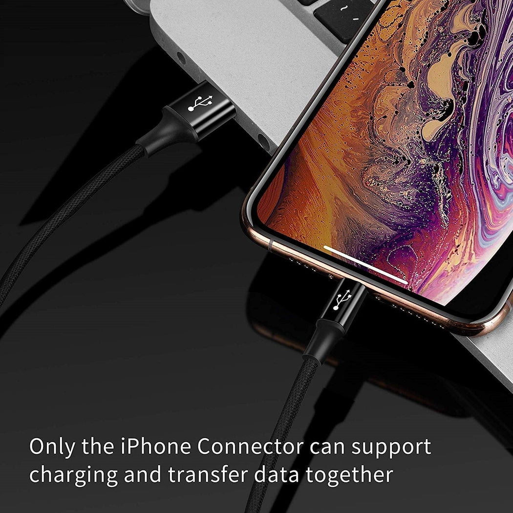 Henks Multi USB 3 in 1 3.5A Charging Nylon Data Cable Supports All Smartphone Devices - Planetcart