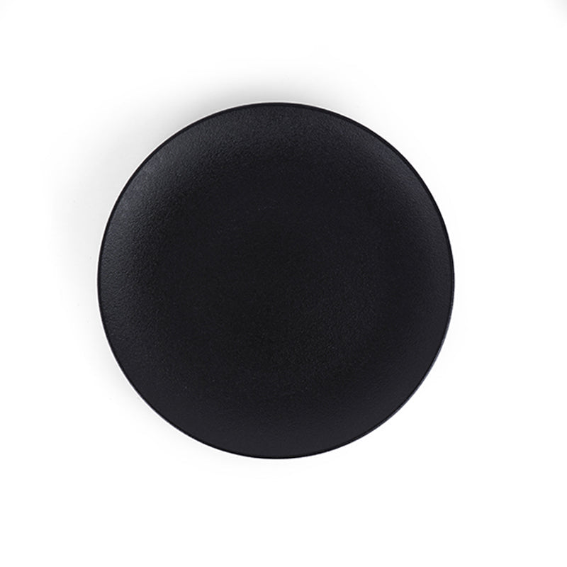 Ariane Dazzle Black Solid Ceramic Round Rimless Dinner Plate 27cm- Set of 2
