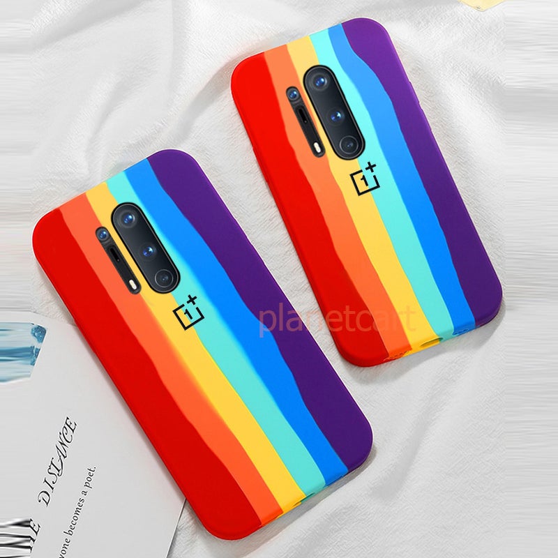 Rainbow Liquid Silicone Soft Case For Oneplus 8 Pro