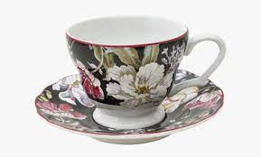 Gisela Black Porcelain Cup Saucer Set of 12 Pc