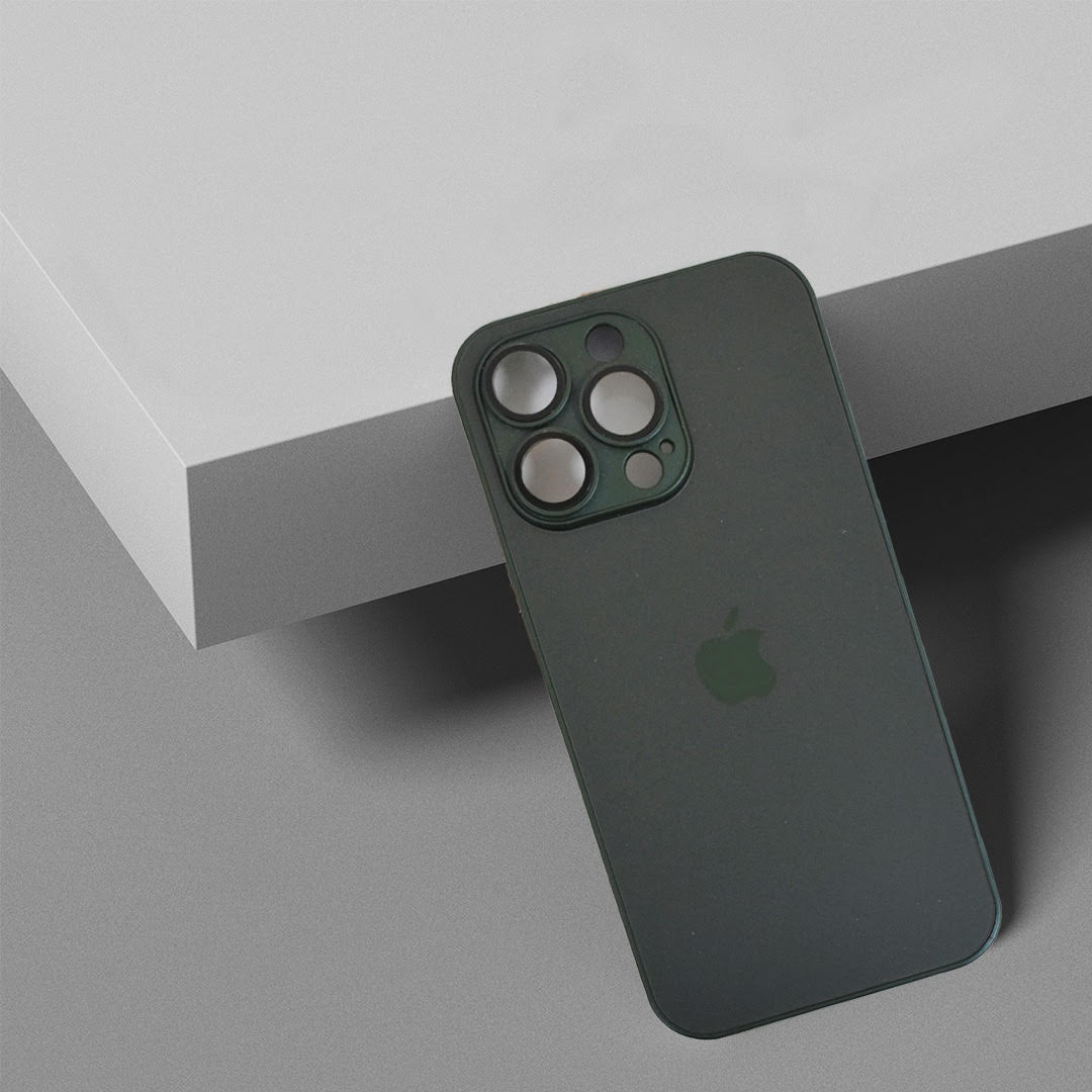 Premium Glass Back Case With Camera Lens Protector For iPhone