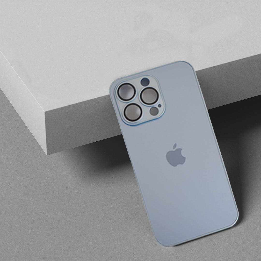 Premium Glass Back Case With Camera Lens Protector For iPhone