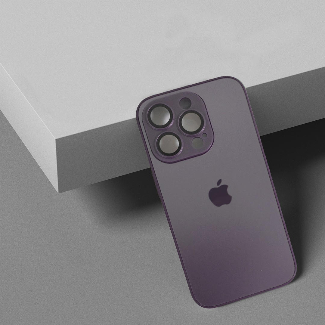 Premium Glass Back Case With Camera Lens Protector For iPhone