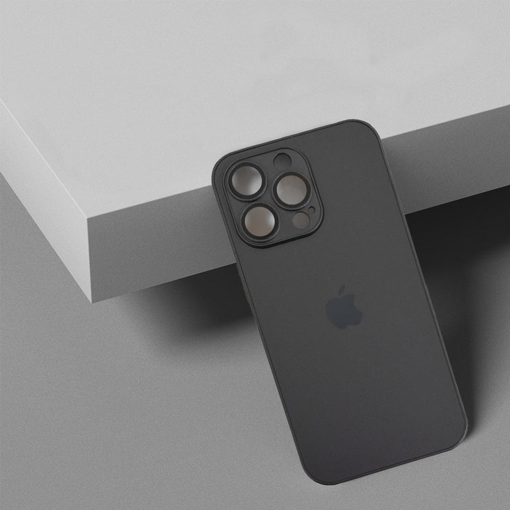 Premium Glass Back Case With Camera Lens Protector For iPhone