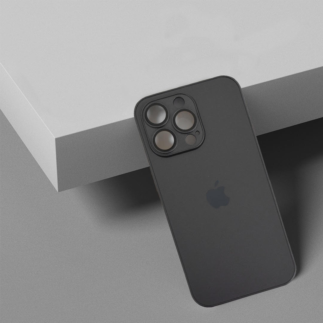 Premium Glass Back Case With Camera Lens Protector For iPhone